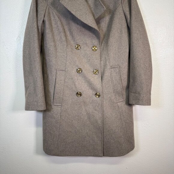 Liz Claiborne Outerwear Coat Medium Beige Double Breasted Wool Pockets Old Money - Picture 10 of 12